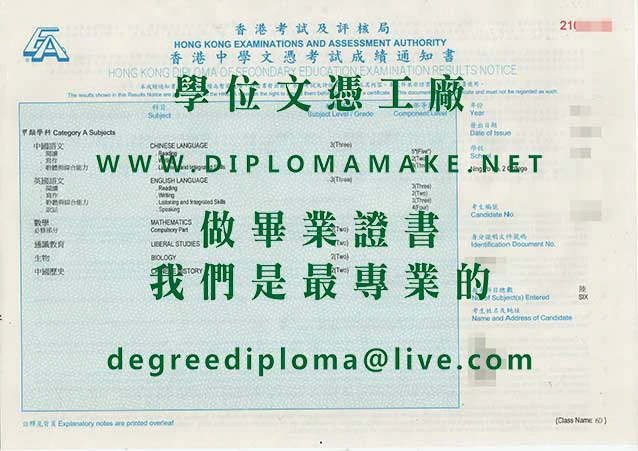 香港中學文憑考試成績通知書範本|製作DSE文憑試成績單|製作DSE證書
